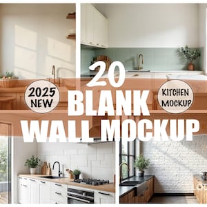 Modernes Küchen Mockup Bundle | Boho, rustikale Szenen | Hochauflösende JPG | Perfekt für Poster, Schilder Kunstdrucke, rustikale Bauernhaus Küche Mockup