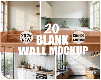 2025 Modern Kitchen Mockup Bundle | Boho, Rustic Scenes | High-Res JPG | Perfect for Posters, Blank Wall Bundle, rustic farmhouse kitchen