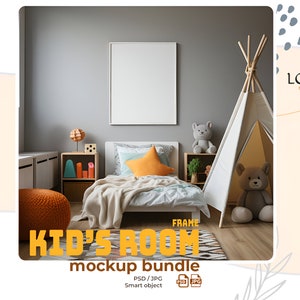 Nursery Frame Mockup, Baby Room Wall Art Mockup, Children Room Poster Mockup, Kids Room Frame Mockup, Nursery Wall Art Mockup, Print Mockup