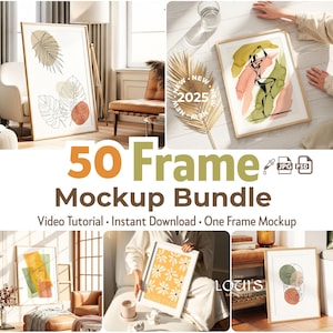 Frame Mockup PSD Bundle Set, One Frame Mockup Bundle, 50 PSD Wall Art Mockup Frame, PSD Frames Bundle, Psd Smart Object, Din A Ratio