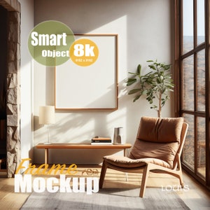 High Quality Frame Mockup, Wooden Frame Mockup, Smart Object, Interior mockup, Poster Mockup, Living room mockup, PSD Moc Minimalist Modern