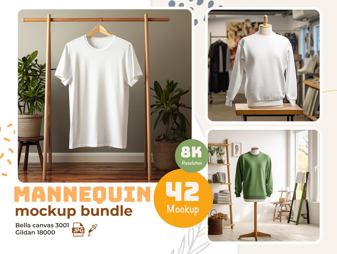 Mannequin Mockup Set, Sweatshirt Mockup Bundle, Unisex Tshirt Mockup ...