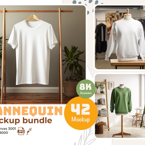 Mannequin Mockup Set, Sweatshirt Mockup Bundle, Unisex Tshirt Mockup, Minimalist Sweater Mockup, Modern Jumper Mockup, White Tshirt Mock up
