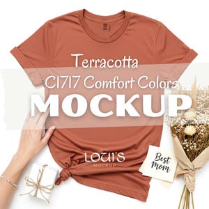 Maquette de chemise Terracotta Comfort Colors C1717 | t-shirt chaud terreux pour la fête des mères | T-shirt cadeau bohème à plat avec style floral