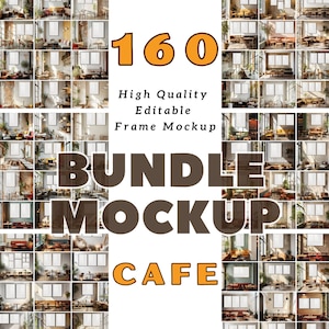 Mockupbundel van 160 coffeeshopframes | mockupbundel met bewerkbare lijst voor café | Mockup DIN A-verhouding | realistische mockups | glasreflectie
