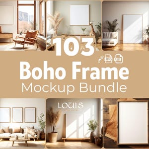 103 PSD Frame Mockup Bundle | Frame Mockup Bundle | Boho Mockup | 8K High Quality Frame | Smart Object | PSD Wall Art Mockup