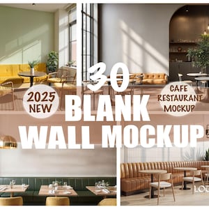 Paquete de maquetas de restaurantes / Interiores modernos y rústicos / JPG de alta resolución para menú, logotipo, póster, exhibición de marca / Descarga instantánea