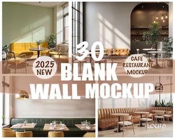 Restaurant Empty Wall Mockup Bundle | Modern & Rustic Interiors | High-Res JPG for Menu, Logo, Poster, Branding Display | Instant Download