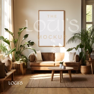 Boho Living Room Frame Mockup, Bohemian Interior Wall Art Mockup, High Quality Living Room Wall Art Mockup, Boho Poster Mockup, Art Mockup
