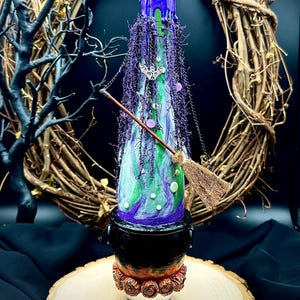 NEW | &quot;Night of the Witch&quot; | Potion Bottle Light | Hand-Painted Glass Bottle | Solar Powered Bottle Cork Lights | Night Light | Bottle Light