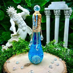 Mermaid Tears: Tranquil Cove | GOLD | Potion Bottle | Enhanced Potion | Magic Potion | Spell Bottle | Mermaids | Bookshelf Decor
