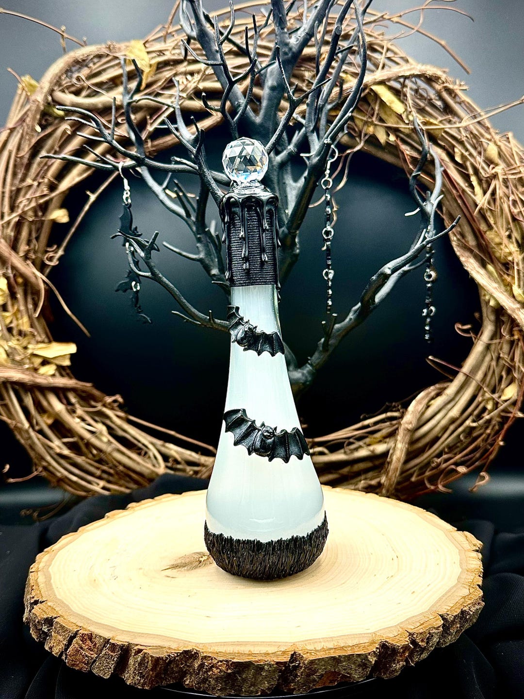Bat Potion Bottle: Gothic Bookshelf Decor With Prism Crystal - Etsy