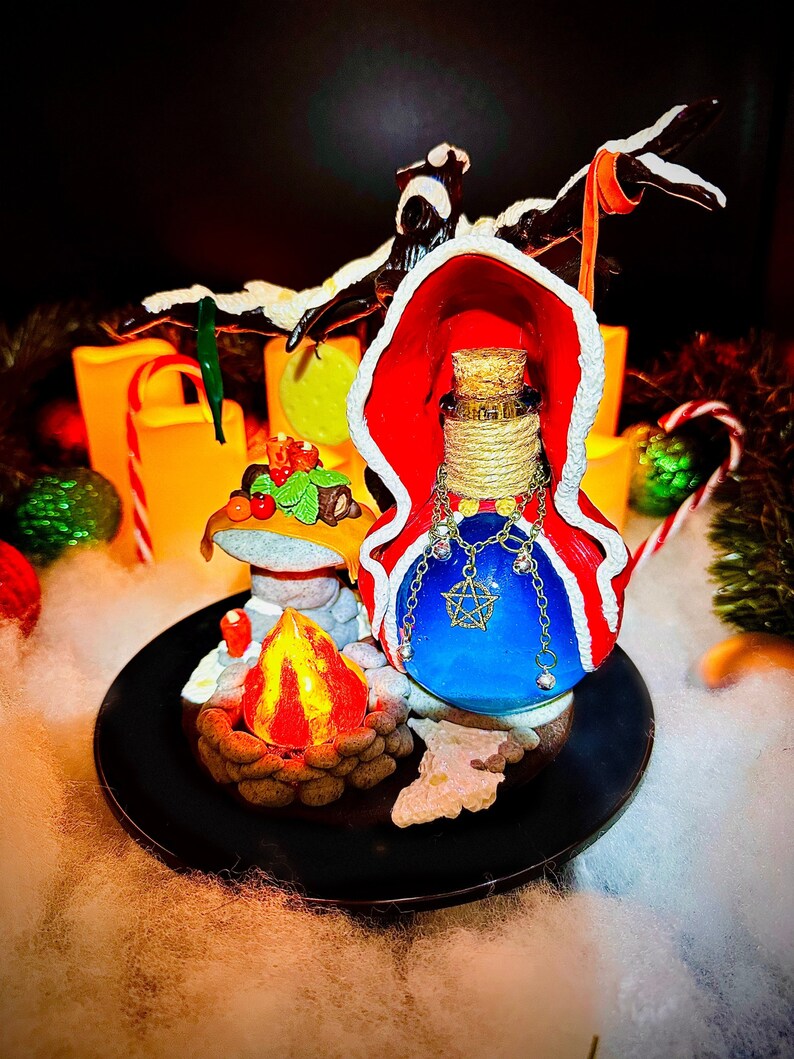 Hand Made Krampus Snow Globe & Base Water Globe Clay Mixed Etsy