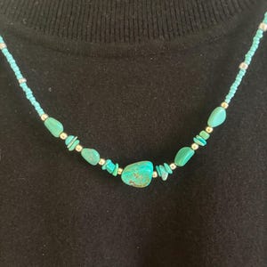 Turquoise necklace, turquoise and silver necklace, turquoise jewelry, necklace for women