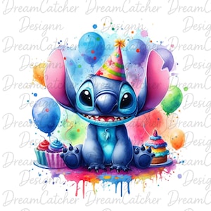 Lilo Stitch birthday hat PNG, clipart Stitch PNG, Lilo PNG transparent, Cute Stitch Clipart Good quality, instant download