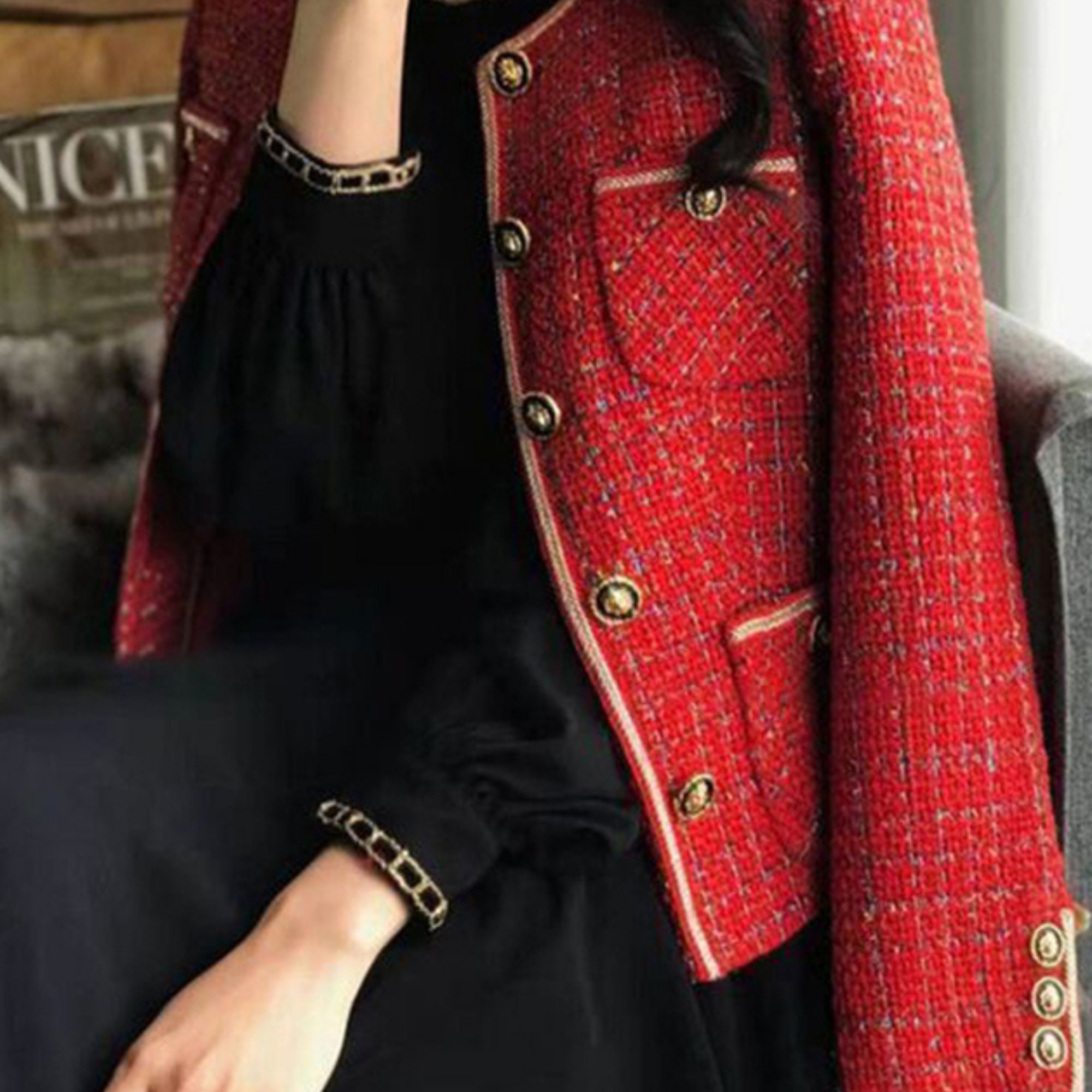 Tweed Blazers Round Neck Tweed Jacket Christmas Gift Elegant Suit - Etsy