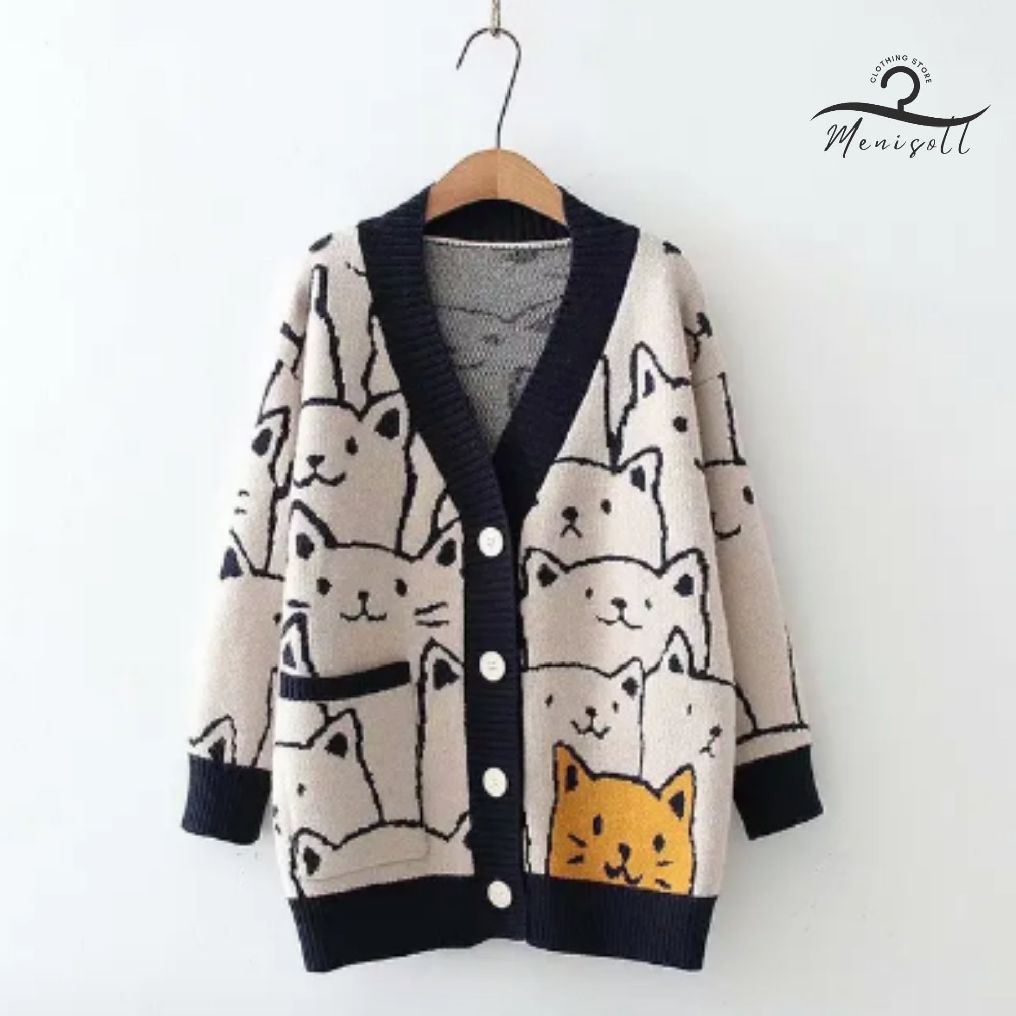 Cat print best sale cardigan