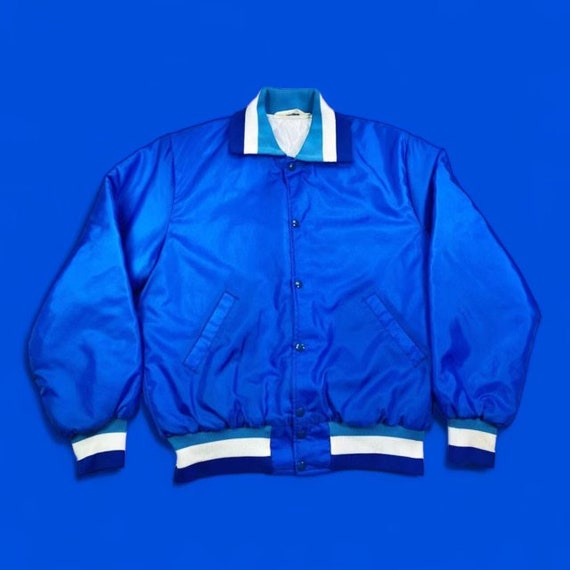 1970s Navy and Baby Blue Varsity Jacket - image 1