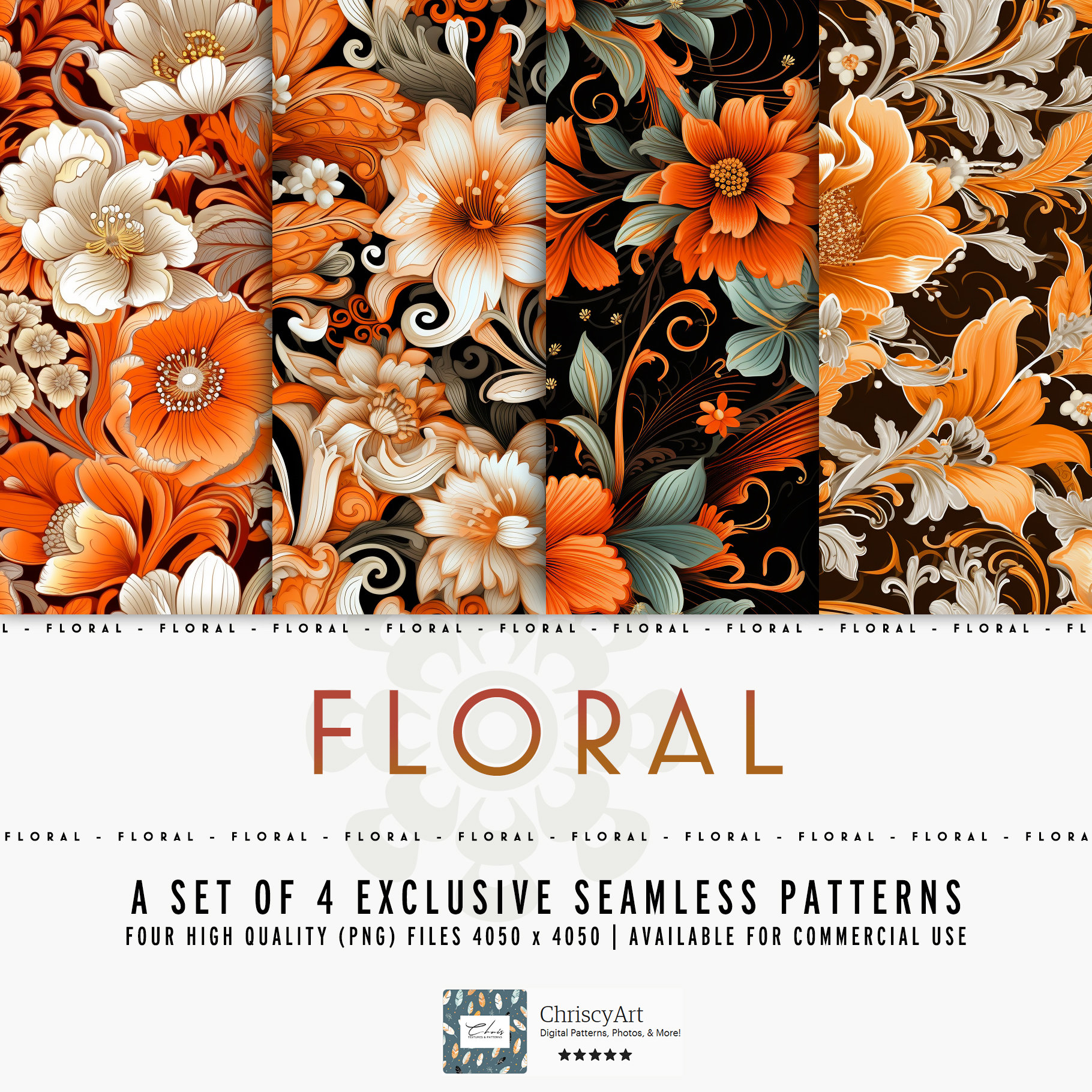 Orange Floral Art 