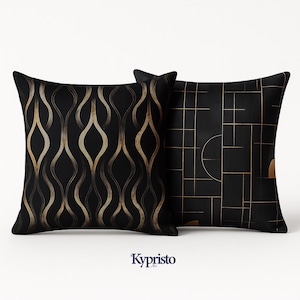 Svarta och guldfärgade geometriska mönster: Lyxiga PNG-bakgrunder (digital nedladdning)