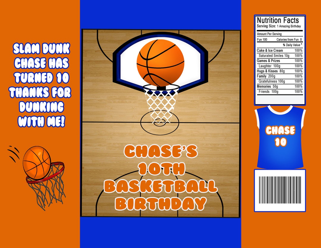 Basketball Theme Chip Bag Wrapper/ Digital File Etsy