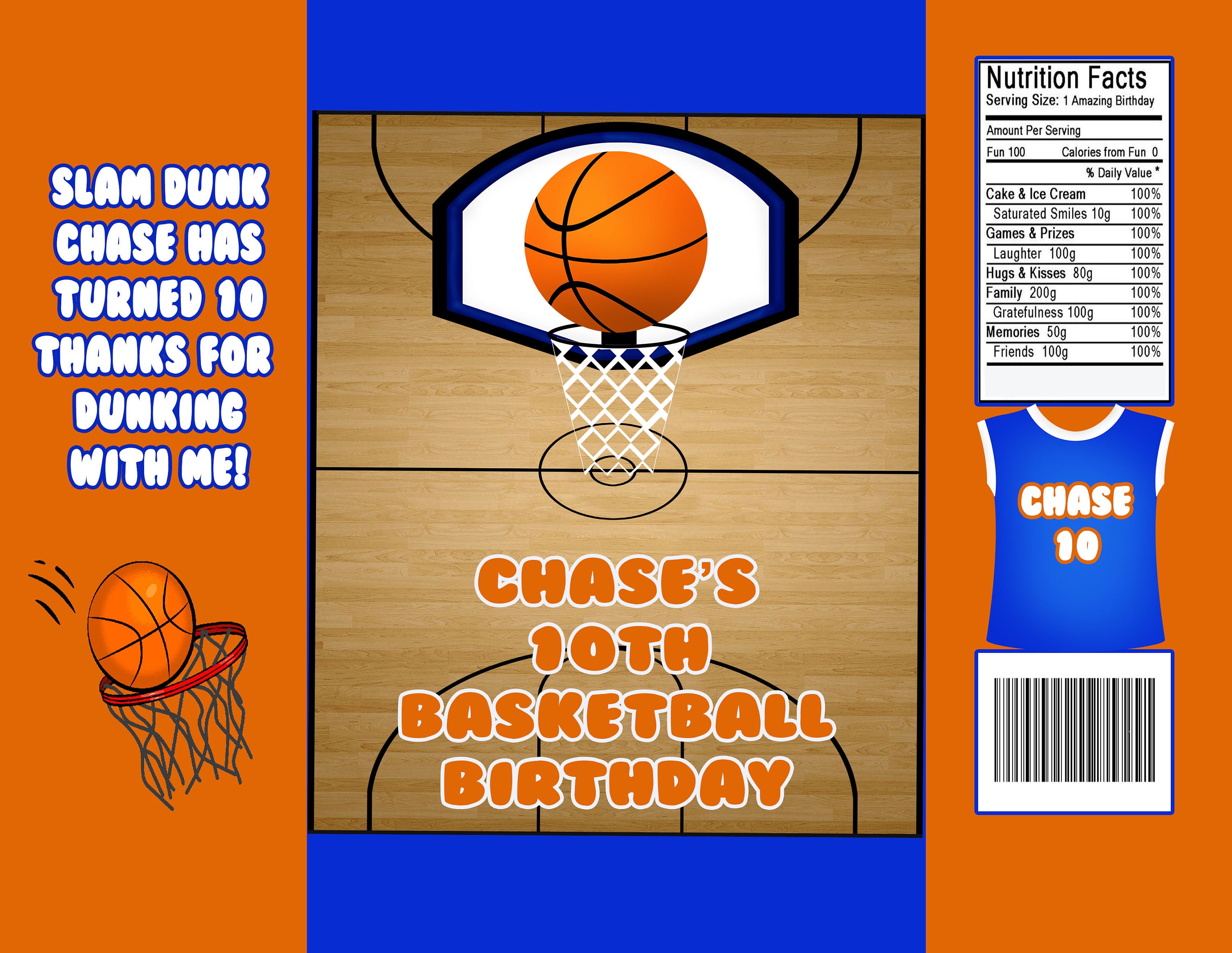 Basketball Theme Chip Bag Wrapper/ Digital File Etsy