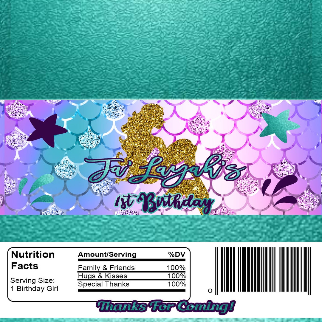 Mermaid Chocolate Bar Wrapper/mermaid Birthday Candy Bar Etsy