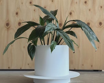 Minimalist Matte White Plant Pot: Contemporary Indoor Planter, Scandinavian Style Decor (PLA, UK-Made)