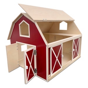 LARGE Made in USA Durable Wooden Toy Barn 18" x 18" x 24"