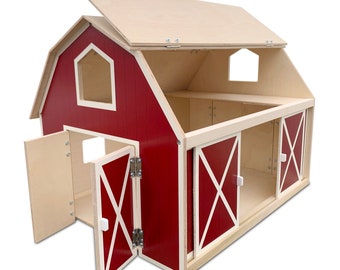LARGE Made in USA Durable Wooden Toy Barn 18" x 18" x 24"