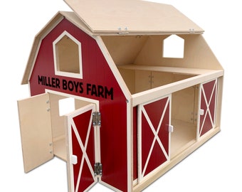PERSONALIZED Made in USA Durable Wooden Toy Barn 18" x 18" x 24"