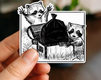 Treasure Raccoons Sticker: Waterproof Vinyl Decal for Laptop, Water Bottle