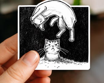 Cat Attack Sticker | Funny Cat Sticker | Waterproof Vinyl Decal for Laptop, Journal, Water Bottle | Gift for Cat Lovers