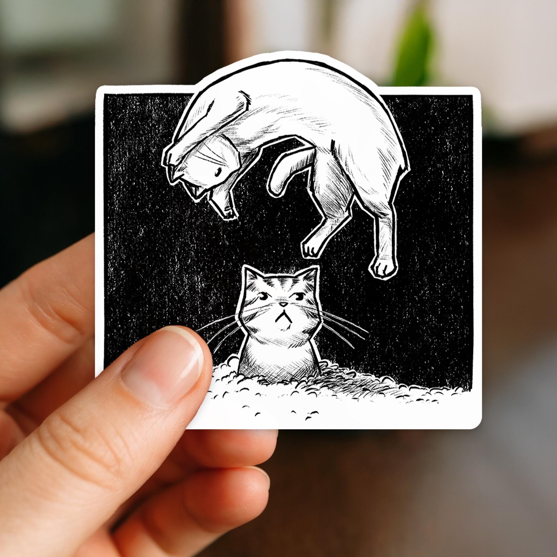 Cat Attack Sticker | Funny Cat Sticker | Waterproof Vinyl Decal for ...