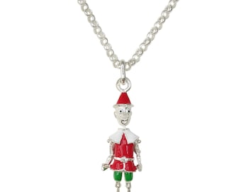 Collana con ciondolo a forma di PINOCCHIO in ARGENTO 925 con smalto