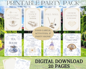 Bridgerton Party | printable Tea Party Décor | Bridgerton watch party | garden party signs | Bridgerton food labels |