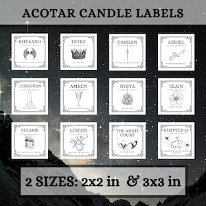 ACOTAR Inspired Candle Labels | Booklover Gifts | ACOTAR Gifts | A Court of Thorns and Roses | ACOTAR Candle | Rhysand Candle | sarah j maas