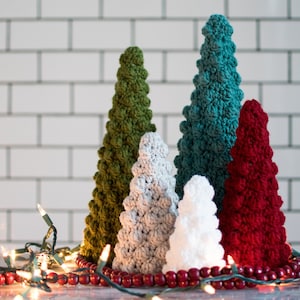 Christmas Tree Crochet Pattern 5 sizes bobble sleeve farmhouse decor digital pdf download quick and easy