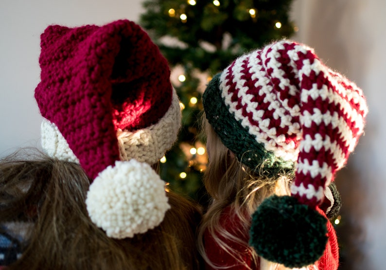Christmas Crochet Santa and Elf Hat Pattern - hook and fibermade on Etsy