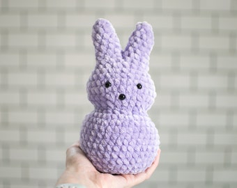 かぎ針編みのウサギの編み図 / 縫わない / イースターの編みぐるみぬいぐるみ / 簡単なステップバイステップの写真 / PDFダウンロード
