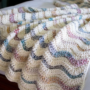 CROCHET PATTERN & Photo tutorial / Chunky Modern Crochet Blanket / The Painted Snowdrift Throw /  Easy Crochet Afghan/ PDF Download