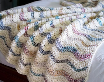 CROCHET PATTERN & Photo tutorial / Chunky Modern Crochet Blanket / The Painted Snowdrift Throw /  Easy Crochet Afghan/ PDF Download