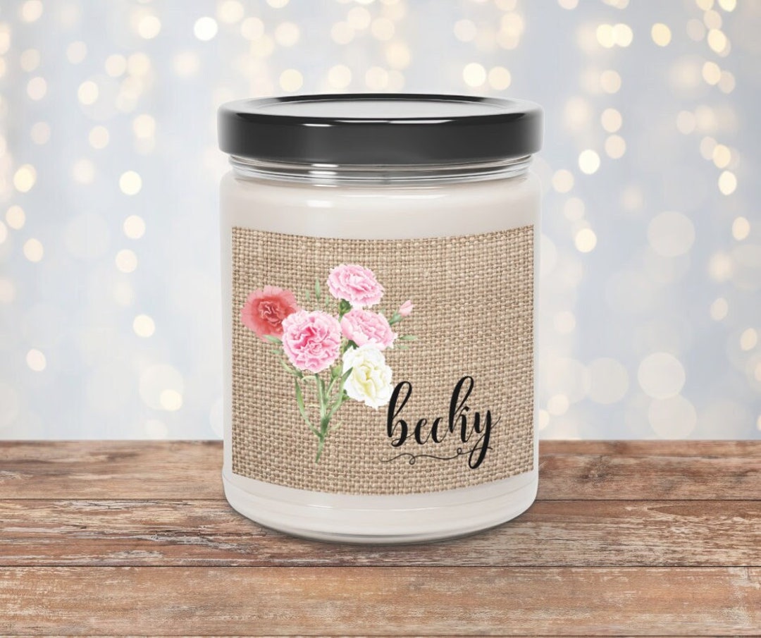 Custom Birthday Gift for Mom Candle Jar Gift Birth Month Flower Soy Candle for Her Pretty Candle