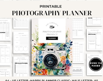 Photography Printable Planner, Projects Planner PDF, Photography Session Plan, Client Workflow, Pricing Guide, Daily Weekly Monthly Planner