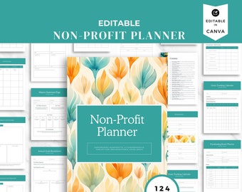 Editable Non-Profit Planner | Non-Profit Event Planner | Non-Profit Business Planner | Fundraising Template | Fundraising Event | Canva