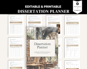 Dissertationsplaner Digitale Vorlage | Abschluss-Planer | Recherche Organizer | Phd Planer | Bachelor-Studium | Projektplaner | PDF-Datei