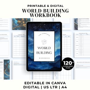 Editable World Building Workbook | Historical Fiction Planner | World Building Worksheets | Printable Worksheets | Writing Fiction Planner