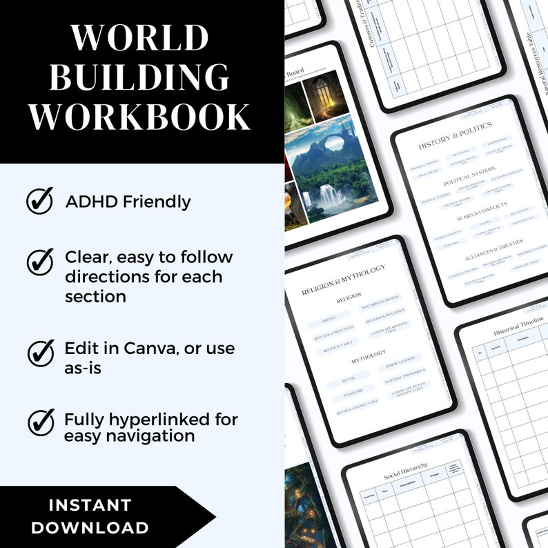 Editable World Building Workbook Historical Fiction Planner World ...