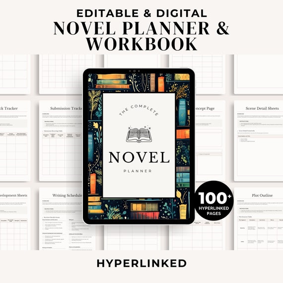 Digital Novel Planner | Writing Workbook | Nanowrimo Planner | Novel Writing | Writing Template | Goodnotes Novel Planner | Canva Template