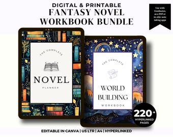 Fantasy Novel Writing Bundle, Worldbuilding Workbook, Novel Planner, Author Planner, Digital Writing Planner, Creative Writing Toolkit,